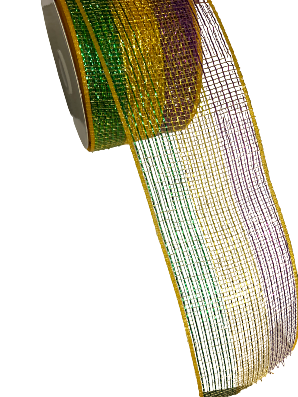4" x 25yd Purple, Green and Gold Mesh Ribbon