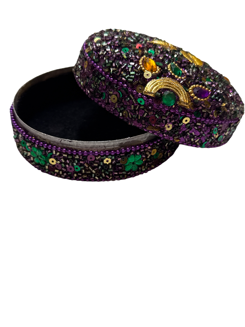 4" Round Purple Palms Box