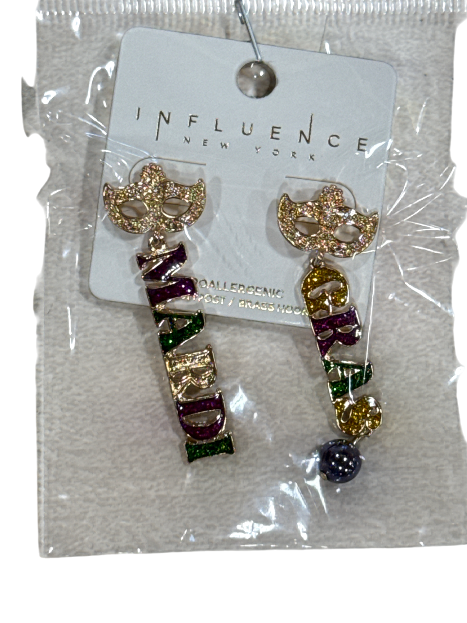 "Mardi Gras" Dangle Earrings