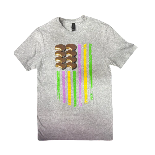 Mardi Gras Heather Gray Flag Tee
