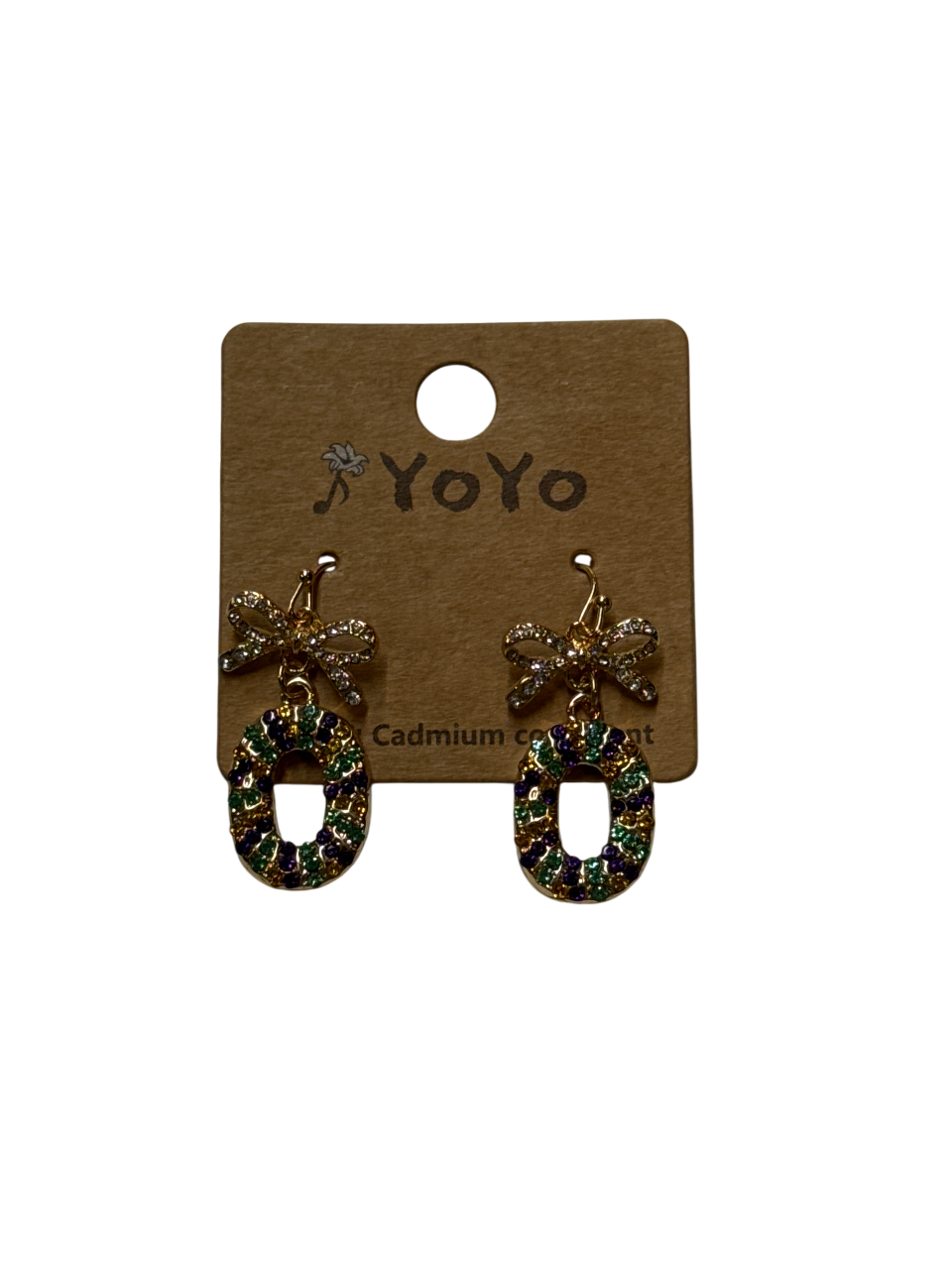 King Cake W/ Bow Earrings