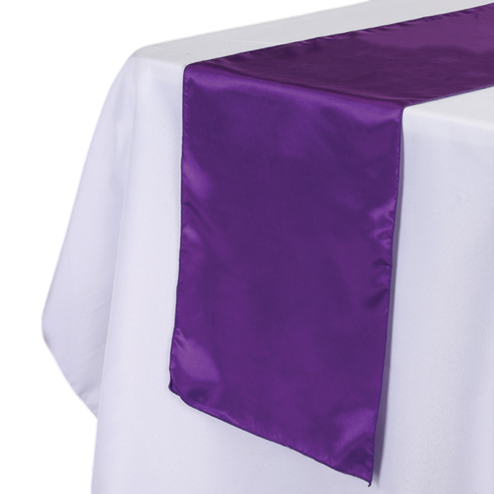 14" x 108" Purple Satin Fabric Table Runner