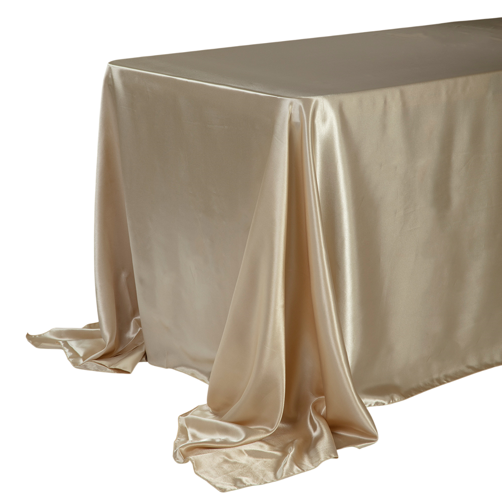 90" x 132" Champagne Rectangle Satin Tablecloth