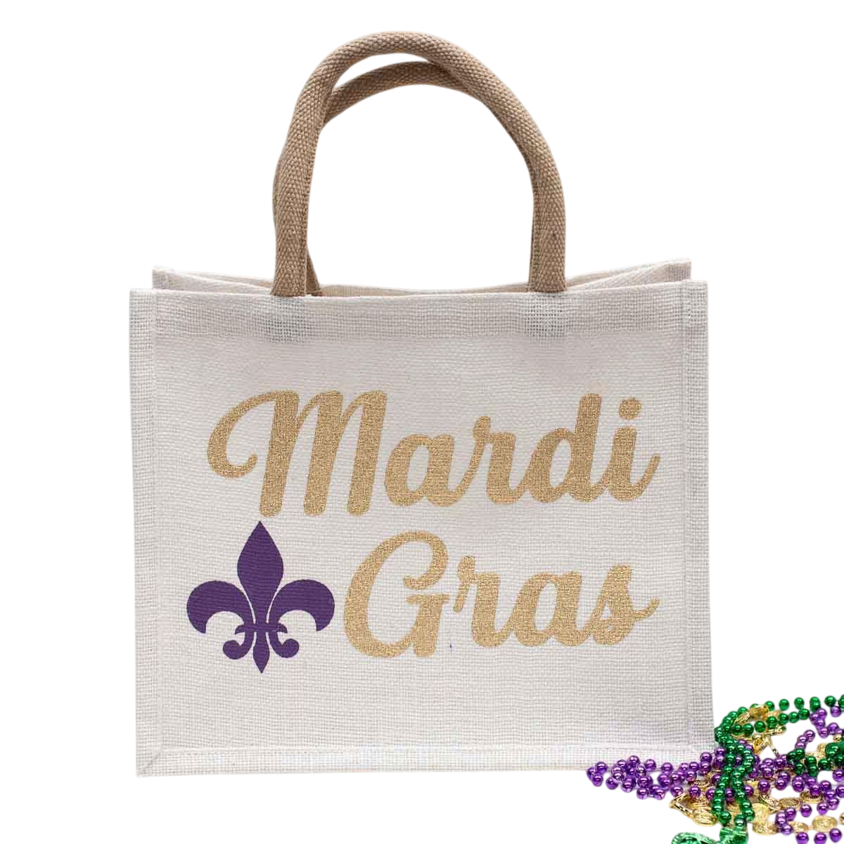 12" x 10" x 8" Mardi gras Gift Tote