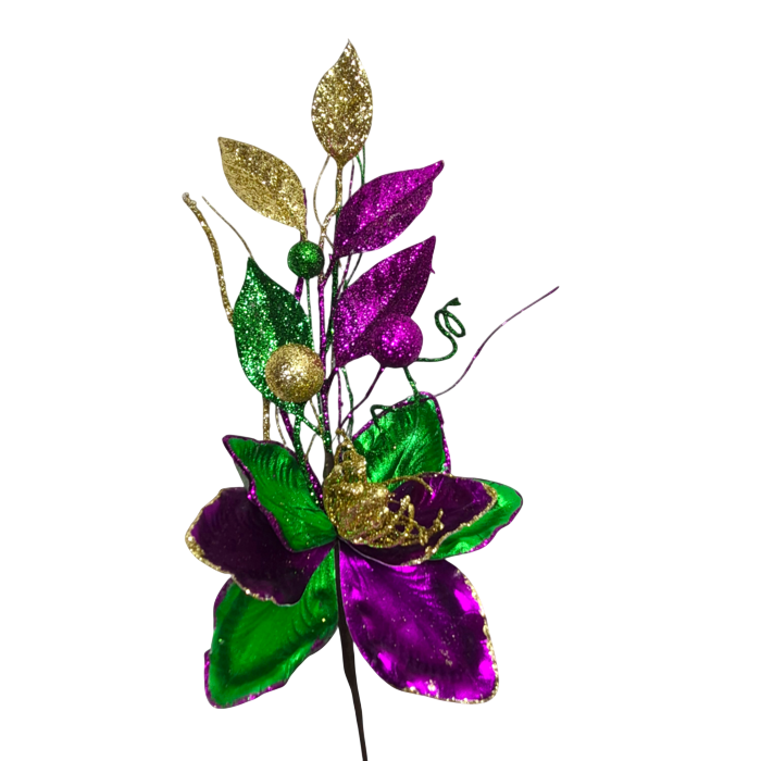 19.75" Magnolia Pick W/ leaves & Balls