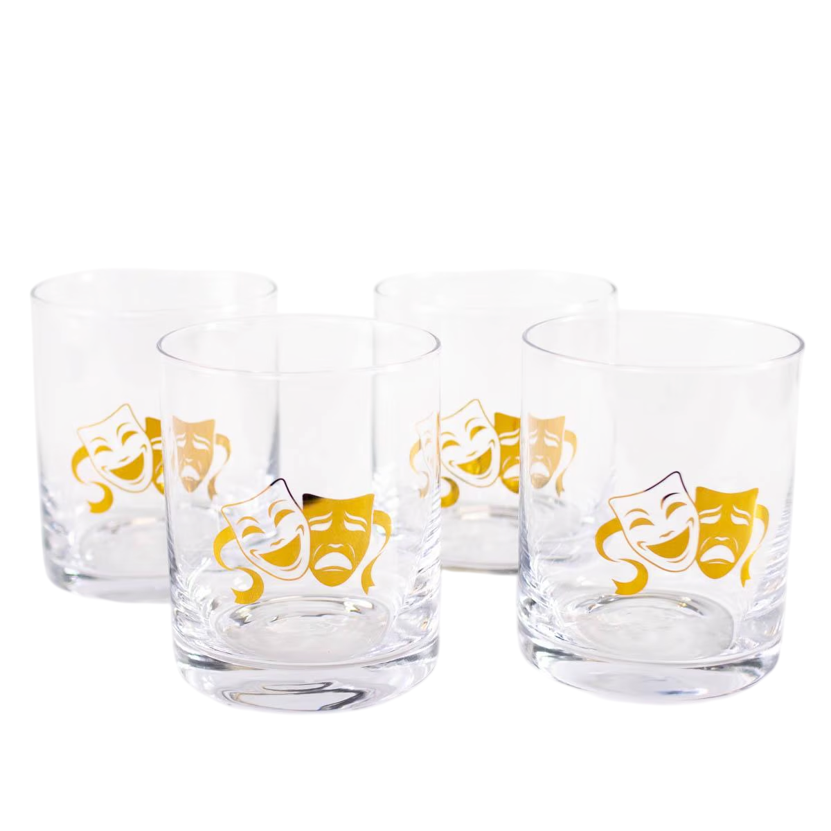 13oz Mardi Gras Mask Rocks Glass Set
