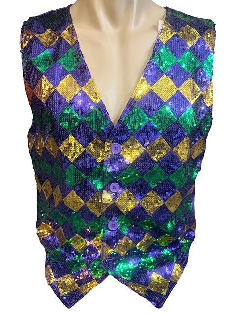 Harlequin Diamond Multi Color Sequin Vest