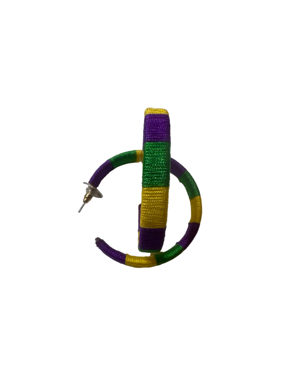 Mardi Gras Threaded Hoop Earrings