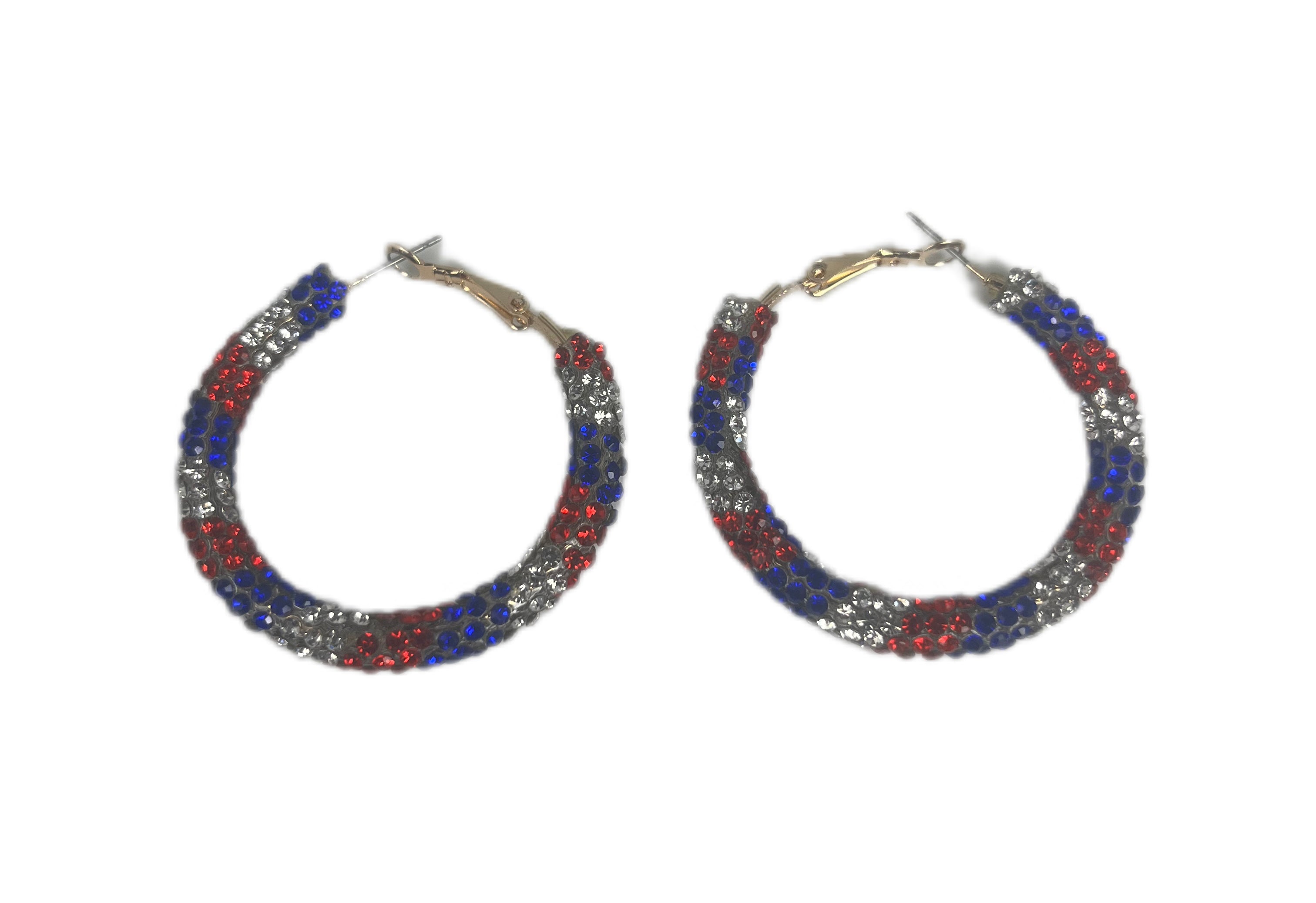 USA Rhinestone Hoops Earrings