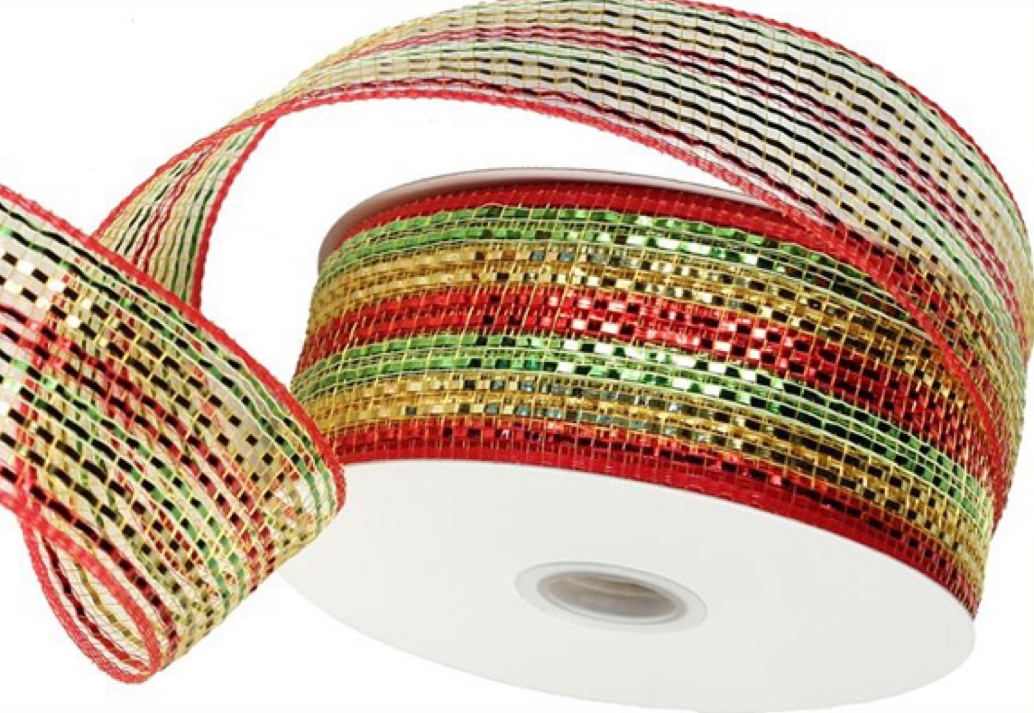 2.5" x 25yd Stripe RGL Mesh Ribbon