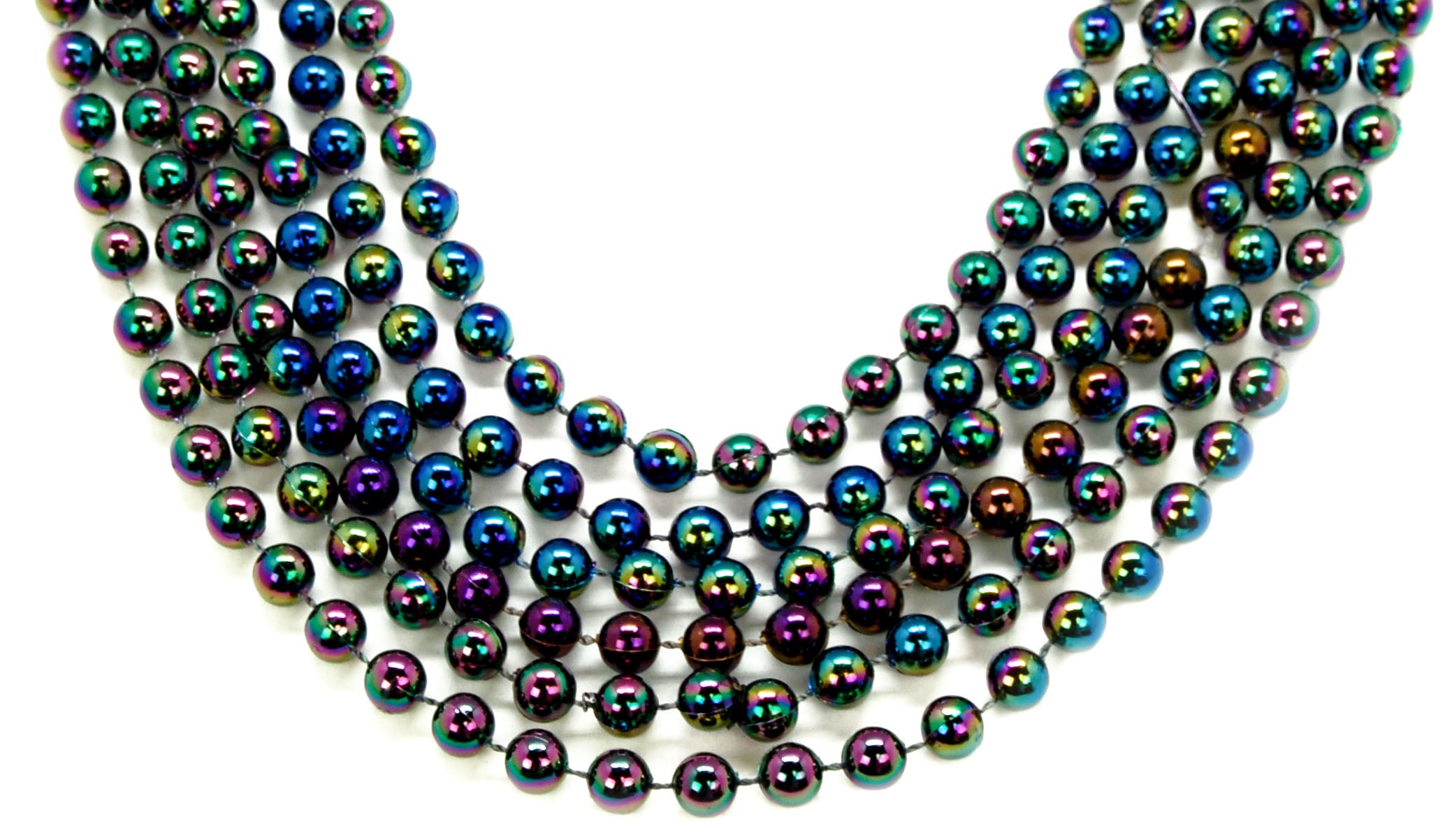 42" 10mm Round Iridescent Black Beads