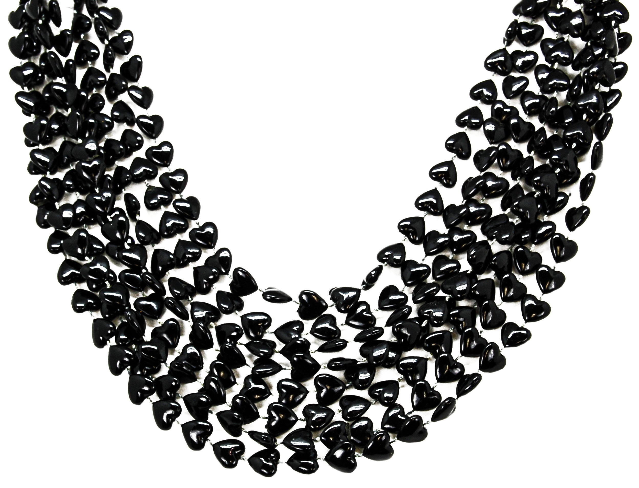 36" 12mm Heart Beads Black