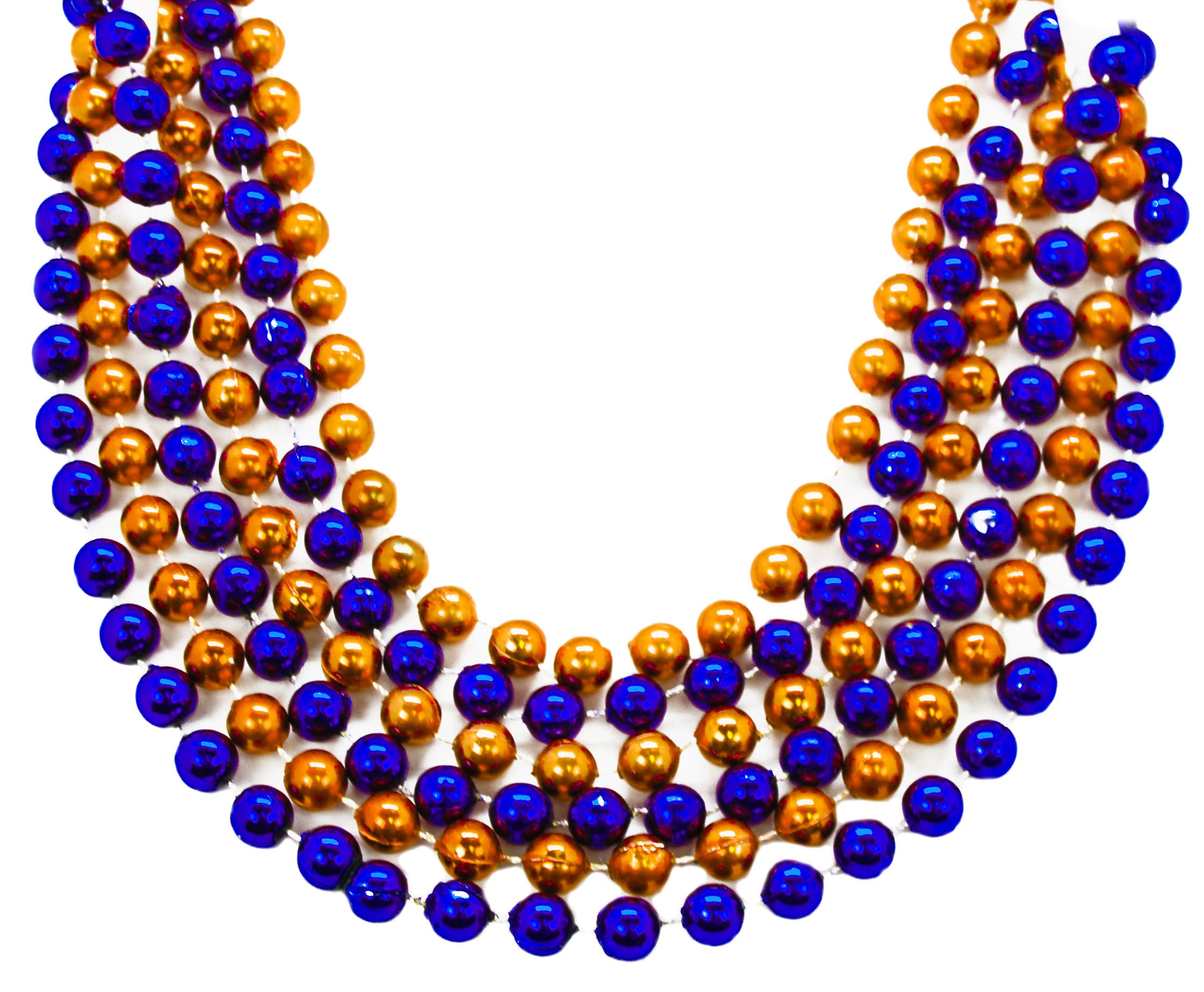 40" 12mm Round Beads Orange and Blue