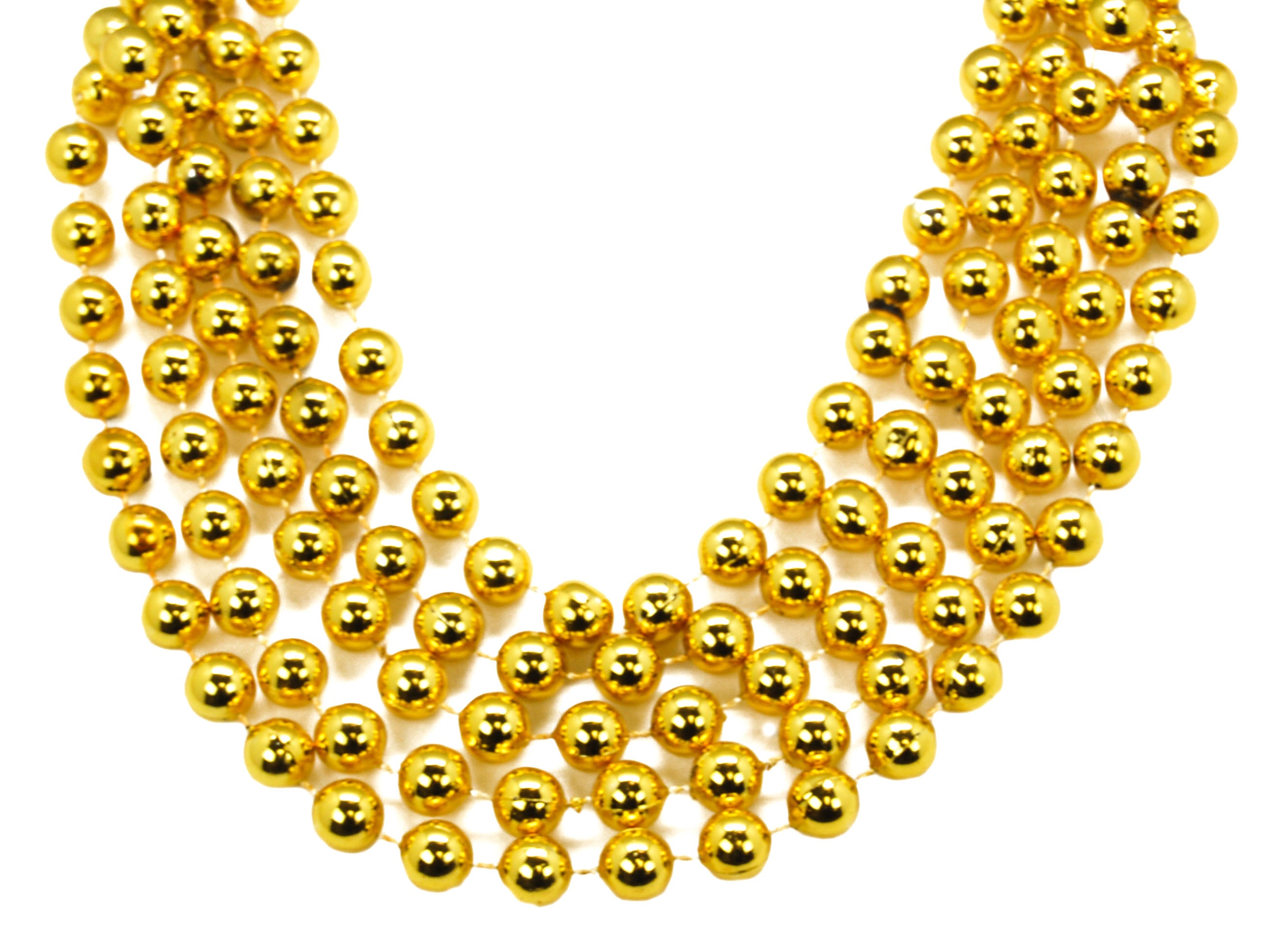 60" 14mm Round Beads Gold