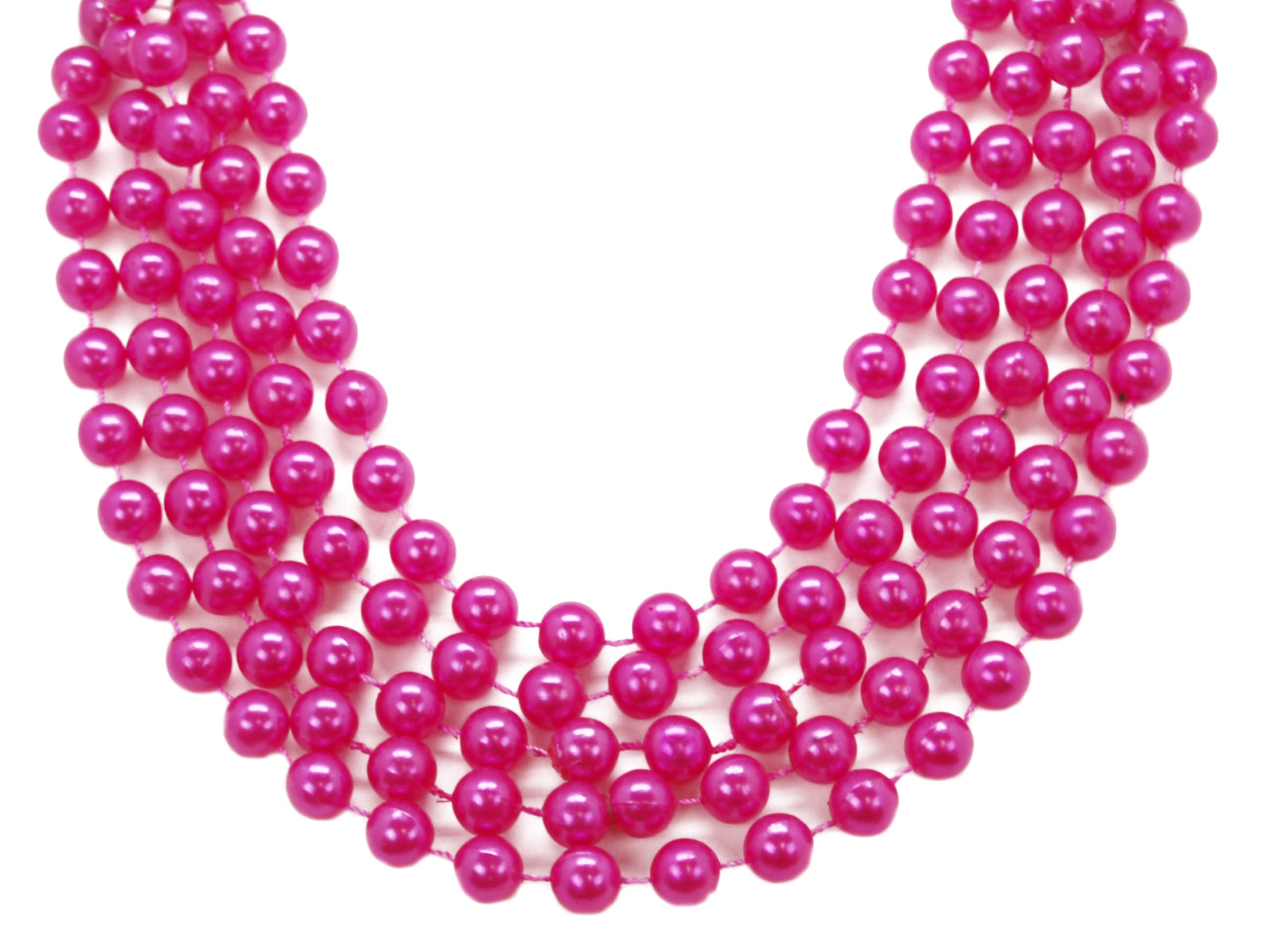 48" 14mm Round Beads Hot Pink Pearl