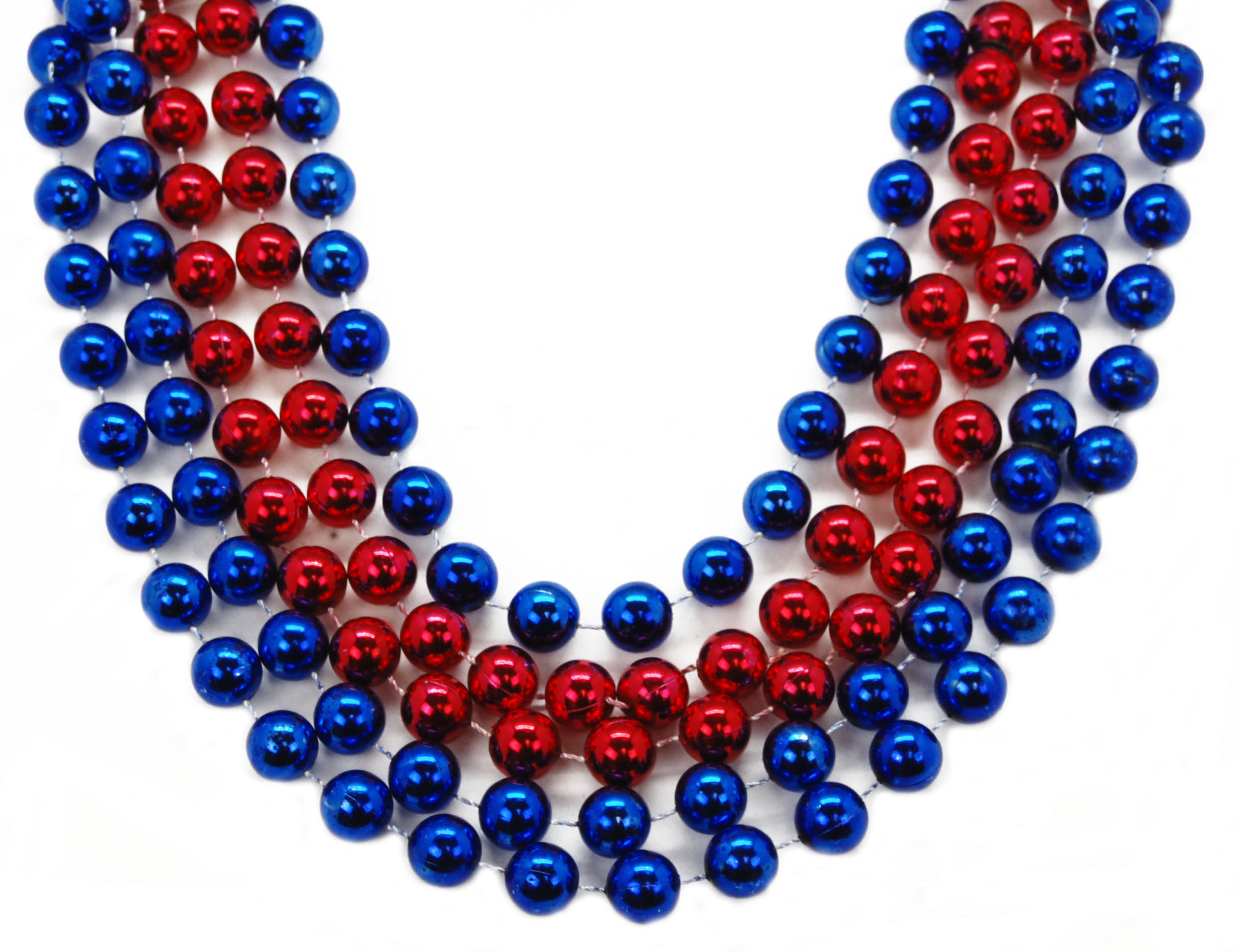 48" 14mm Round Beads Red and Blue