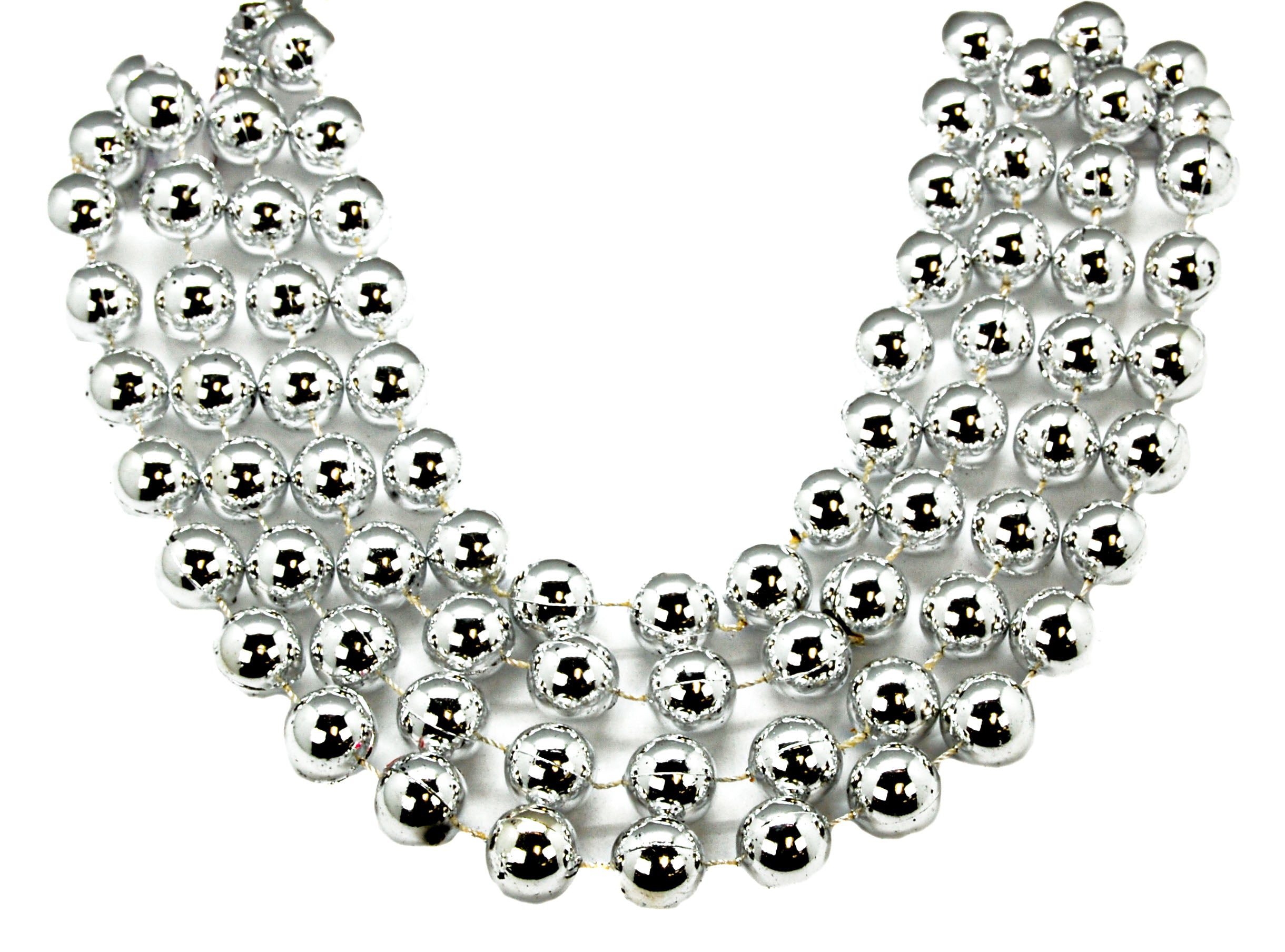 48" 18mm Round Beads Silver