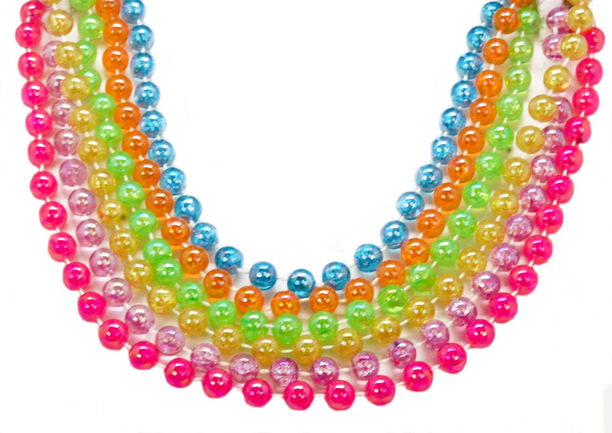 72" 12mm Round Clear Assorted Beads