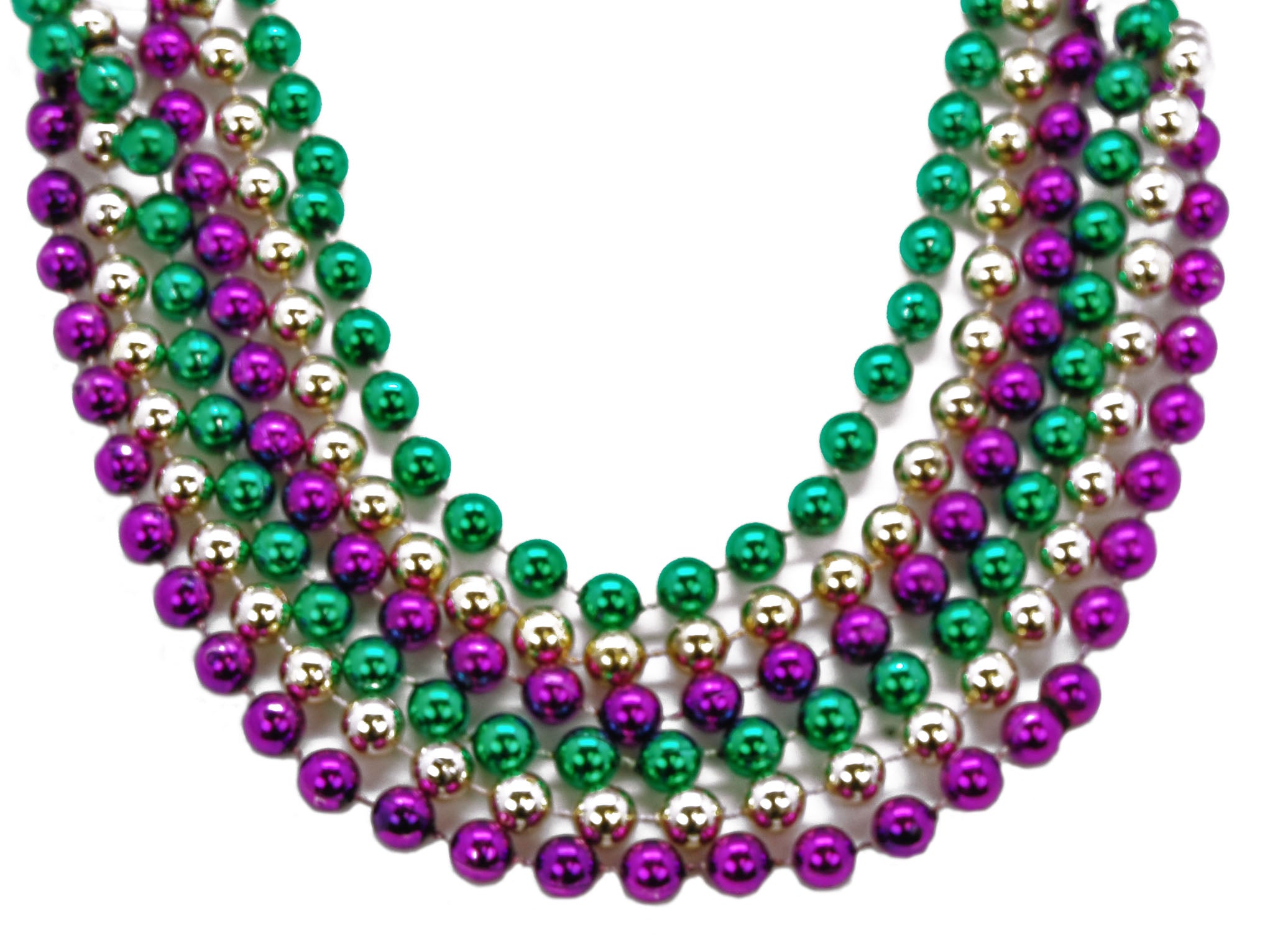 72" 12mm Round Beads Purple, Green, and Gold