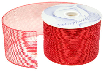 4" x 25 yd Red Metallic Mesh Ribbon