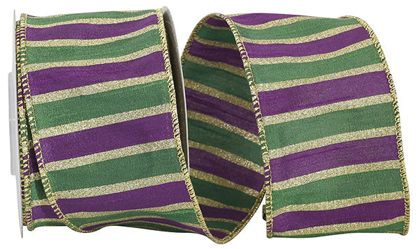 Mardi Gras Striped Ribbon 2.5" x 10yds