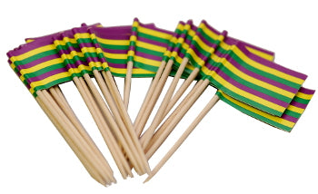 Purple, Green, and Gold Horizontal Flag Picks