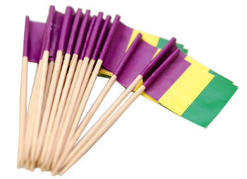 Purple, Green, and Gold Vertical Flag Picks