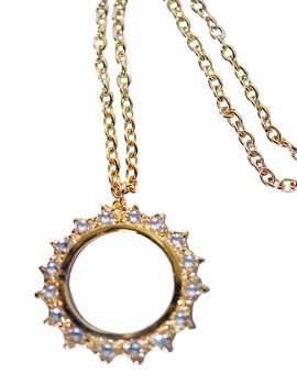 28" Doubloon Holder Gold with Clear Stones