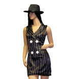 Ladies' Black Pinstripe Gangster Costume