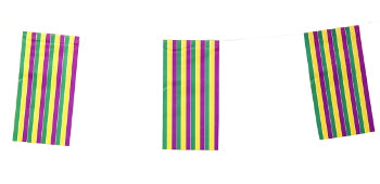 Purple, Green, and Gold Vertical Strip Flag Garland