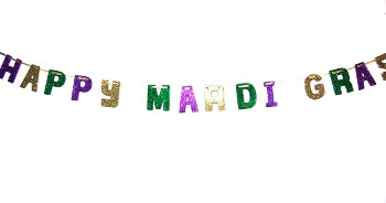 6' Happy Mardi Gras Banner