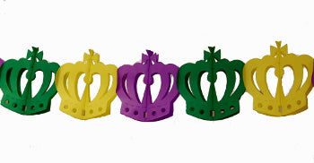 Purple, Green, and Gold Crown Tissue Garland