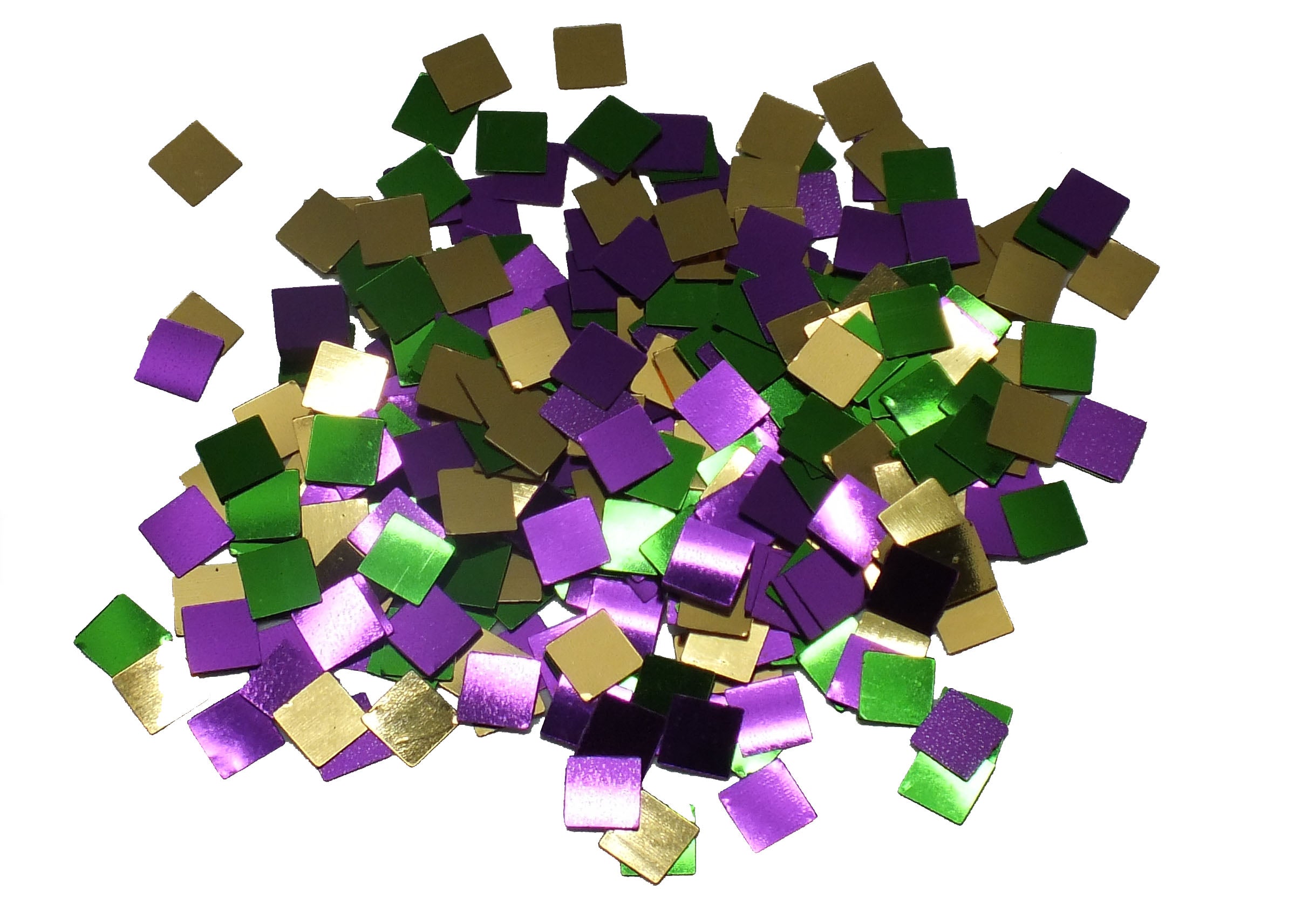 Purple Green and Gold Square Confetti