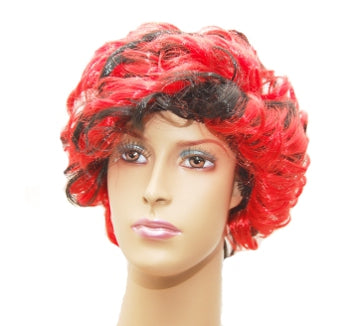Red and Black Curly Wig