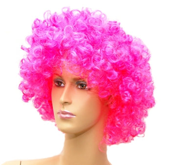 Hot Pink Curly Wig Costume Party Accessory