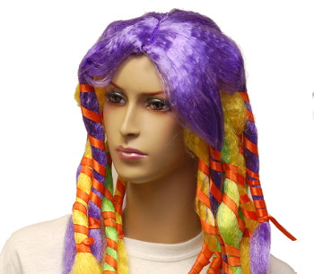 Purple, Green, and Gold Wig with Braids