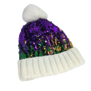 PGG Mardi Gras Sequin Beanie Hat