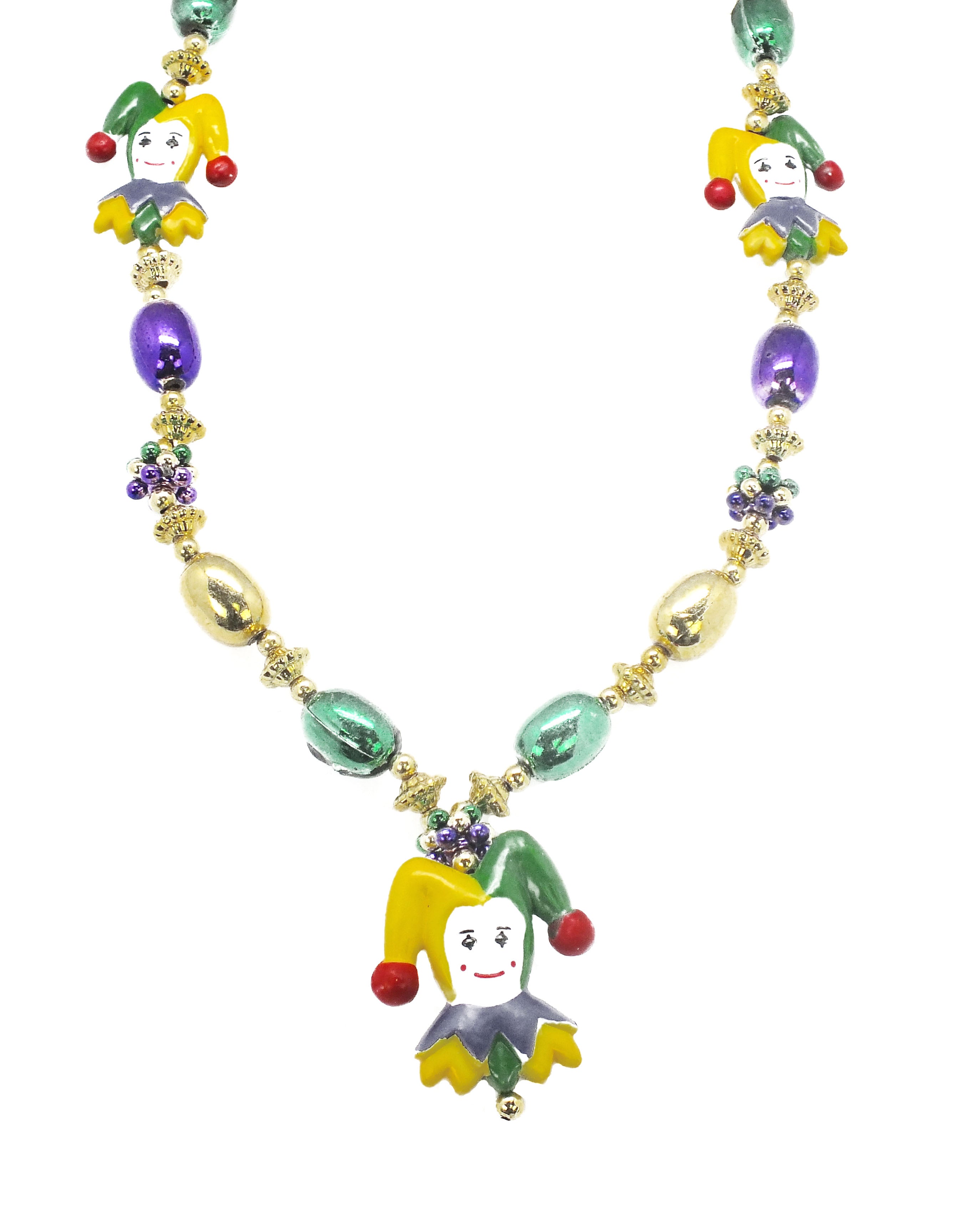 42" Purple, Green and Gold Jester Bead