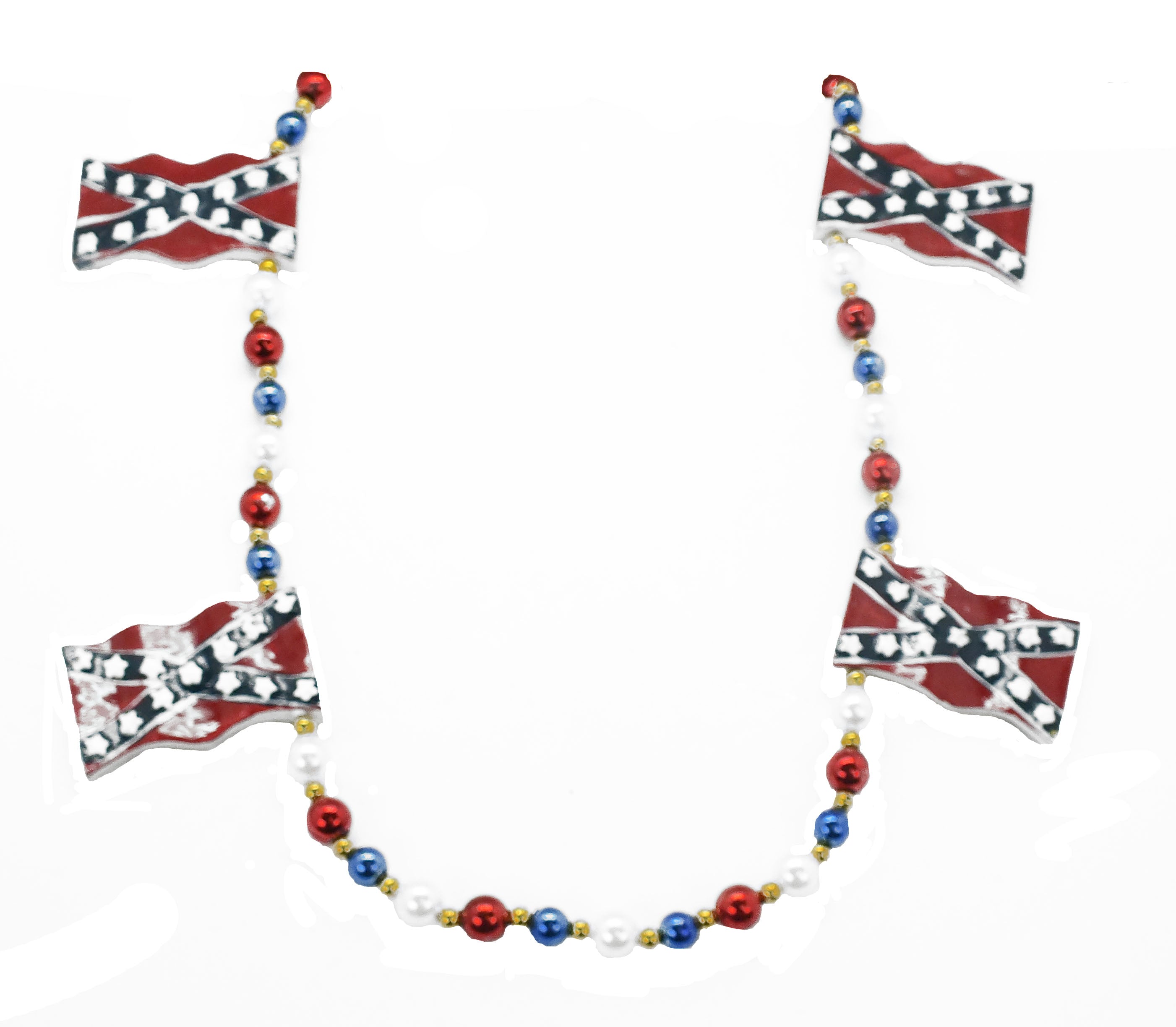 42" Confederate Flags with Red, White and Blue Beads