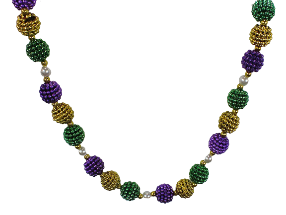48" Berry Ball Bead Purple, Green and Gold