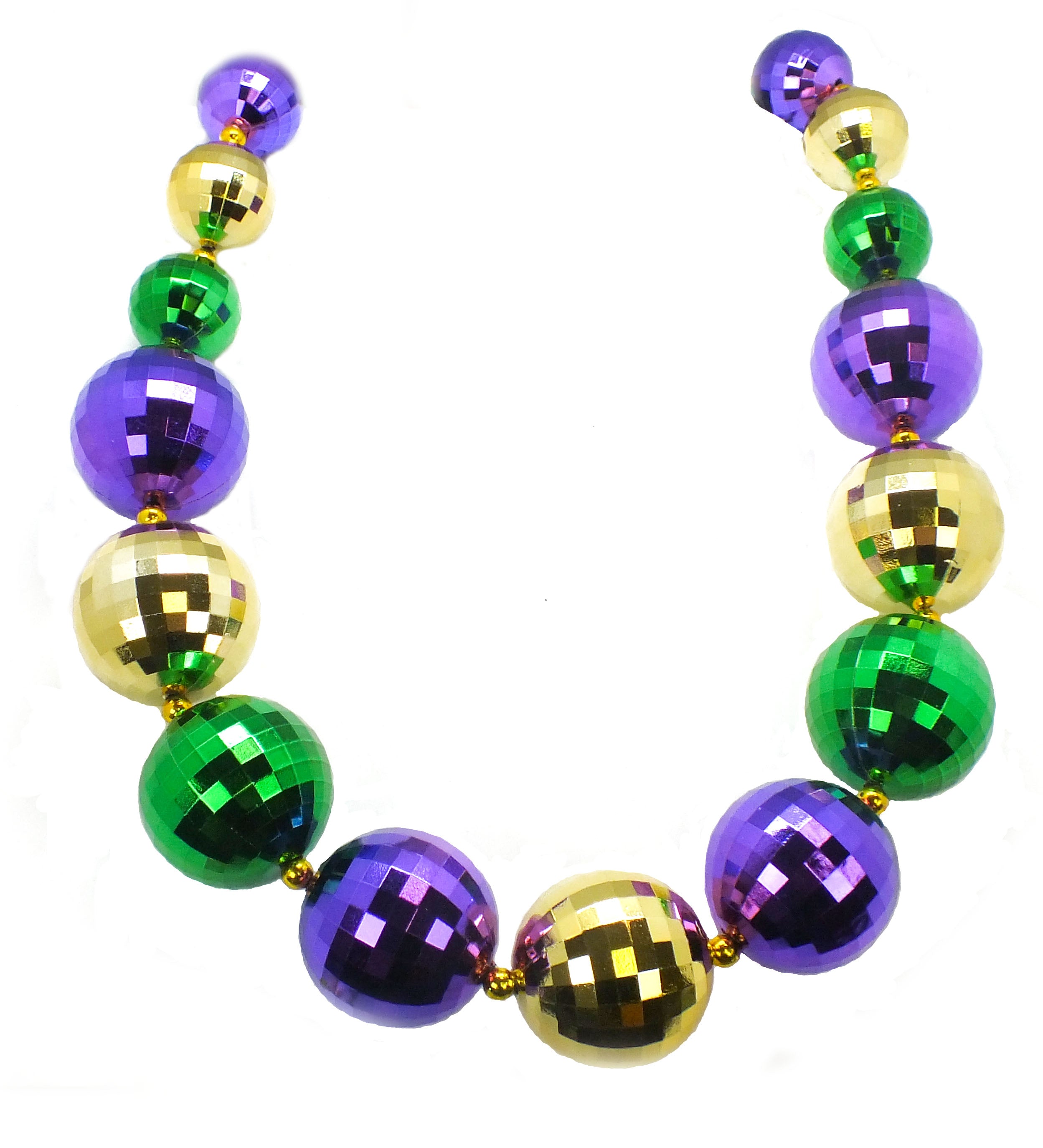 48" Graduated Disco Ball Bead Purple, Green and Gold