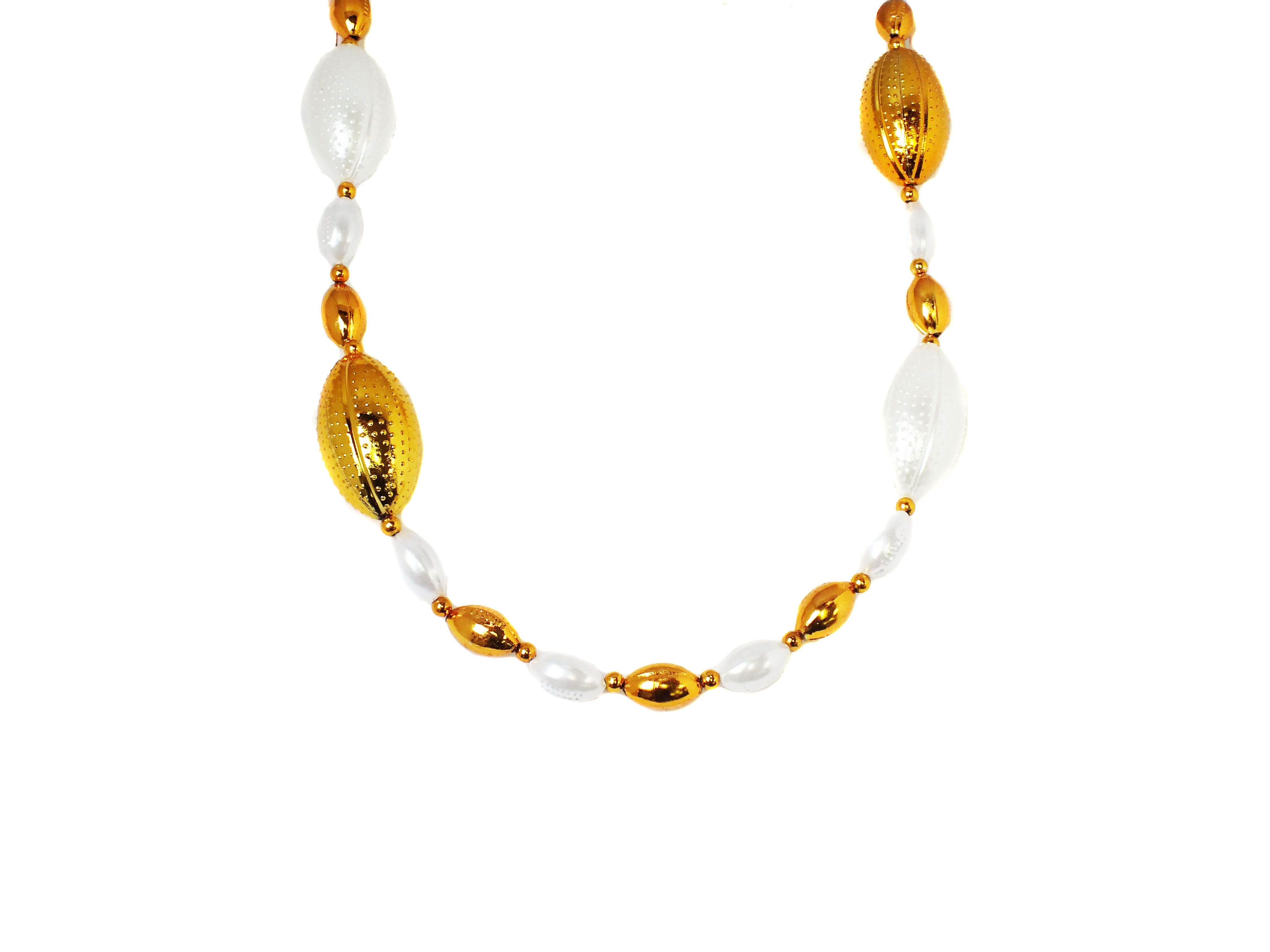 42" Orange and White Football Beads