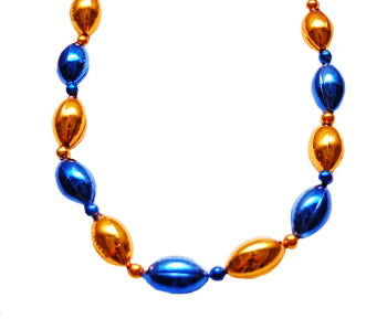 36 Orange and Blue Football Beads