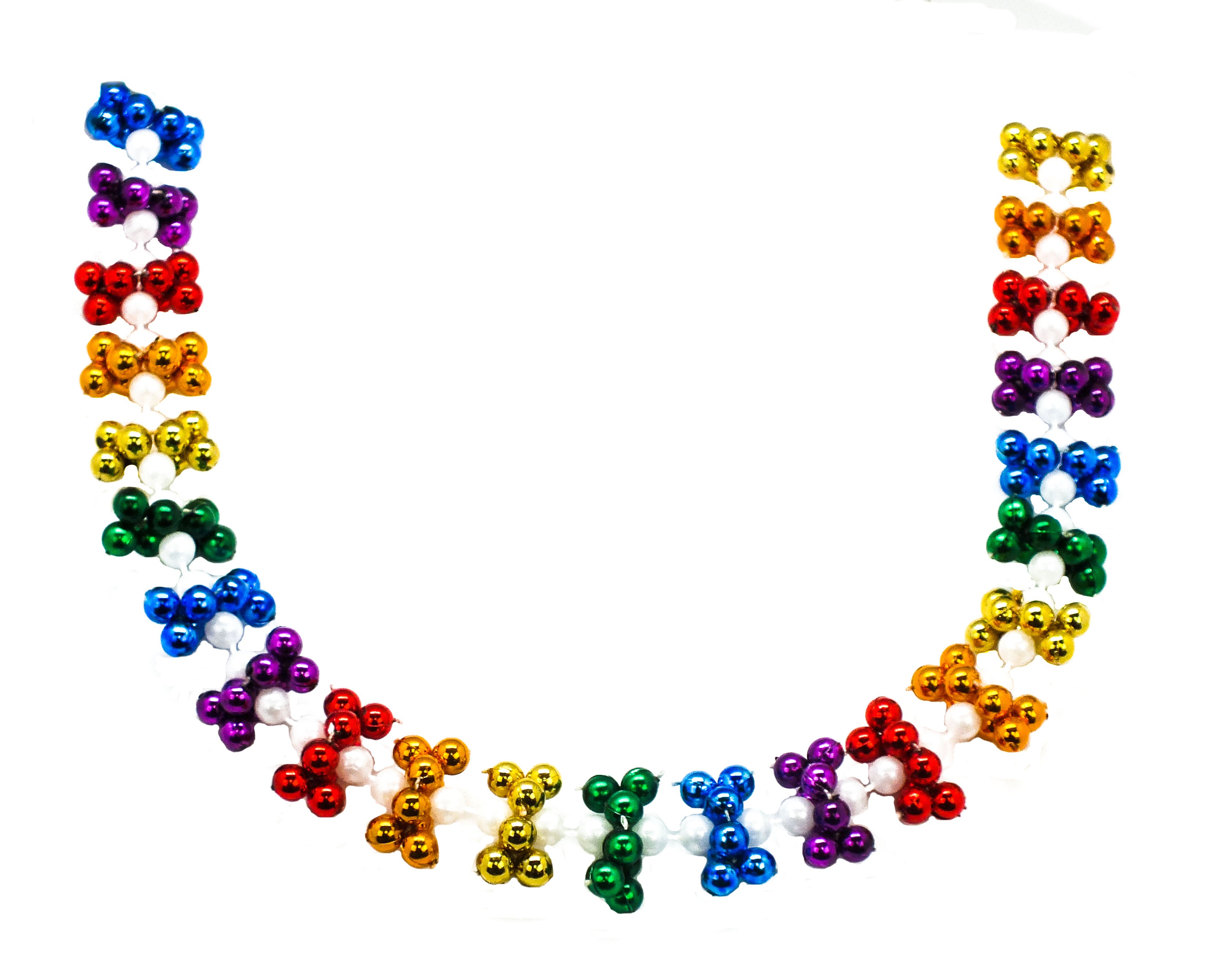 46" Rainbow and White Pearl Twist Bead