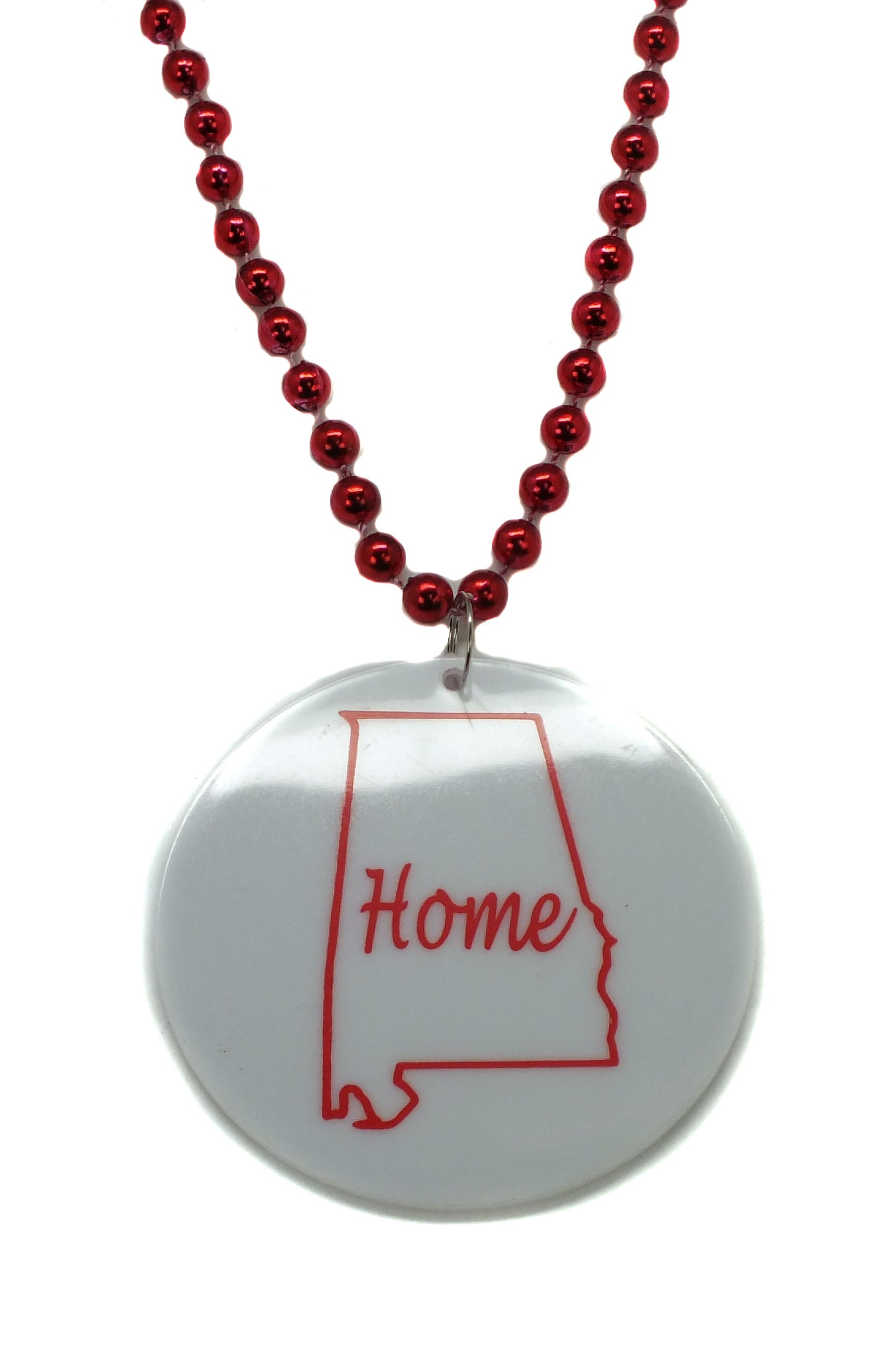 33" Red and White State of Alabama Bead