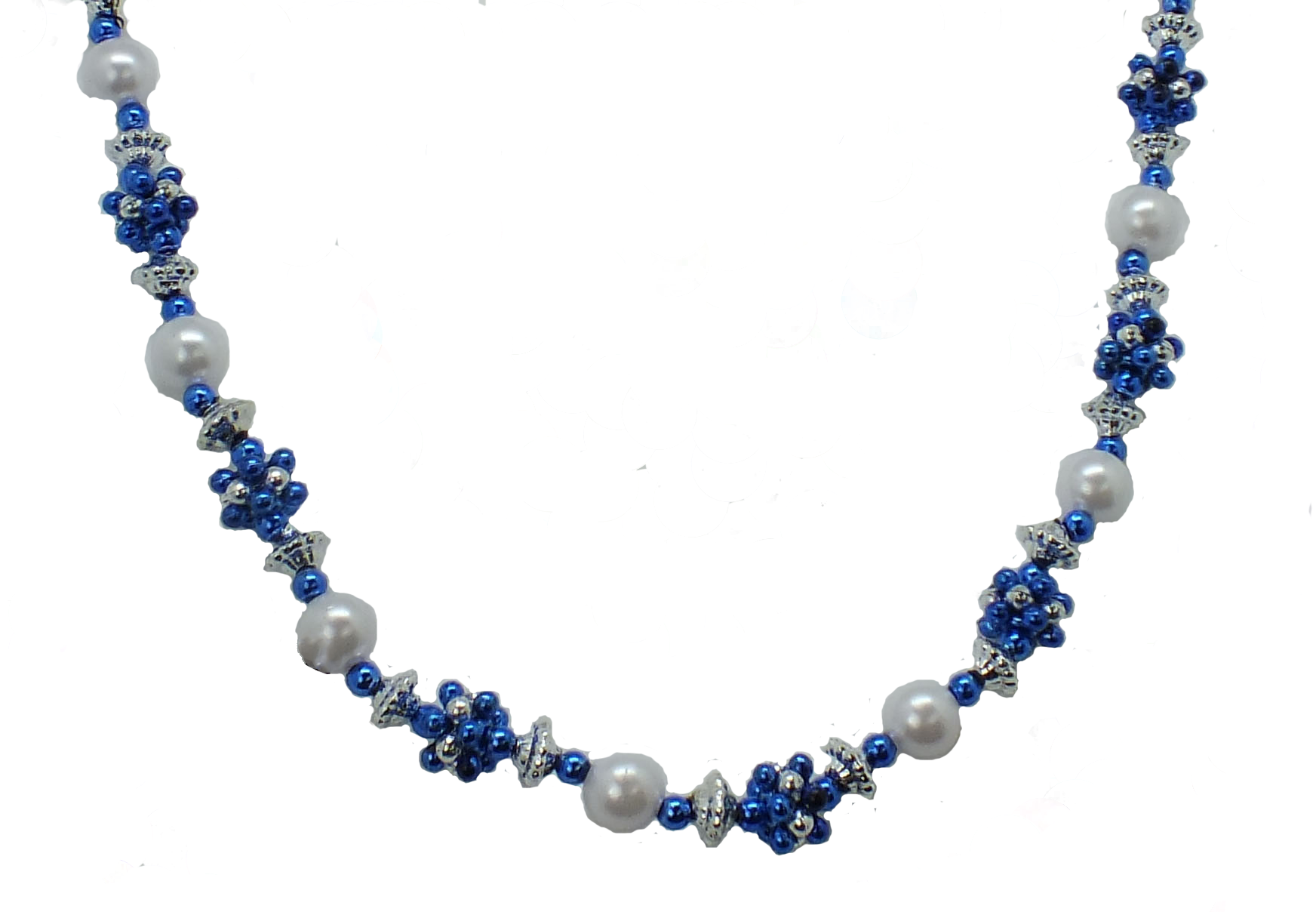36" White Pearl w/ Blue and Silver