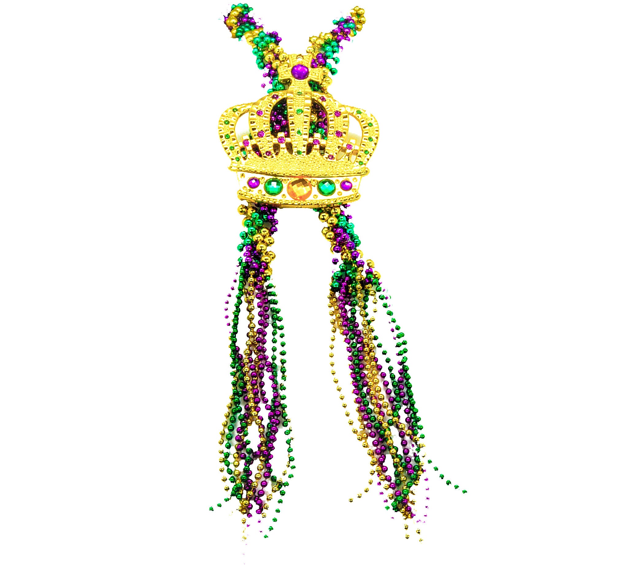60" Purple, Green, and Gold Braided Crown Bead