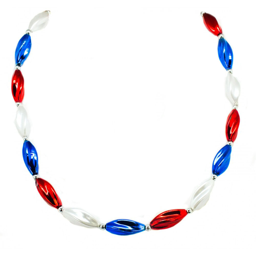 38" Red White and Blue Swirl Beads