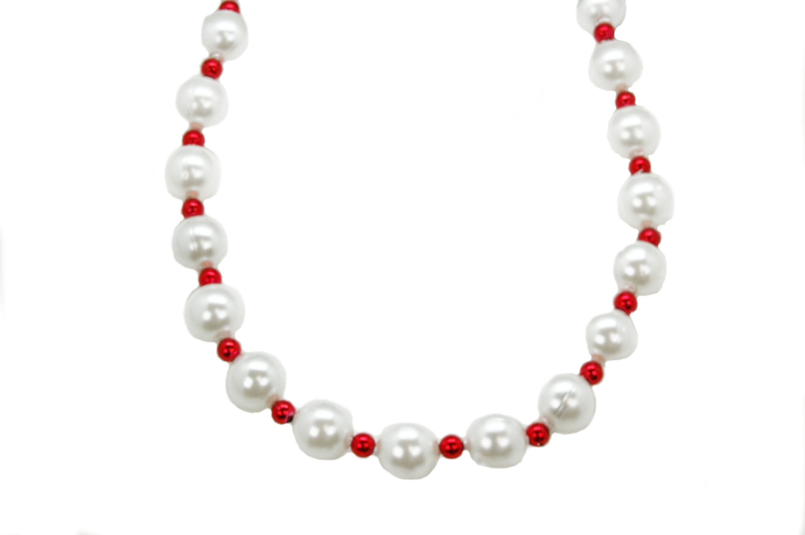 42" 25mm White Pearl with Red 