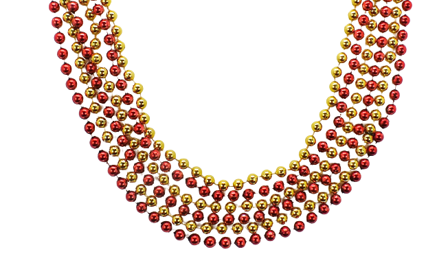 33" 7mm Round Red and Gold Beads